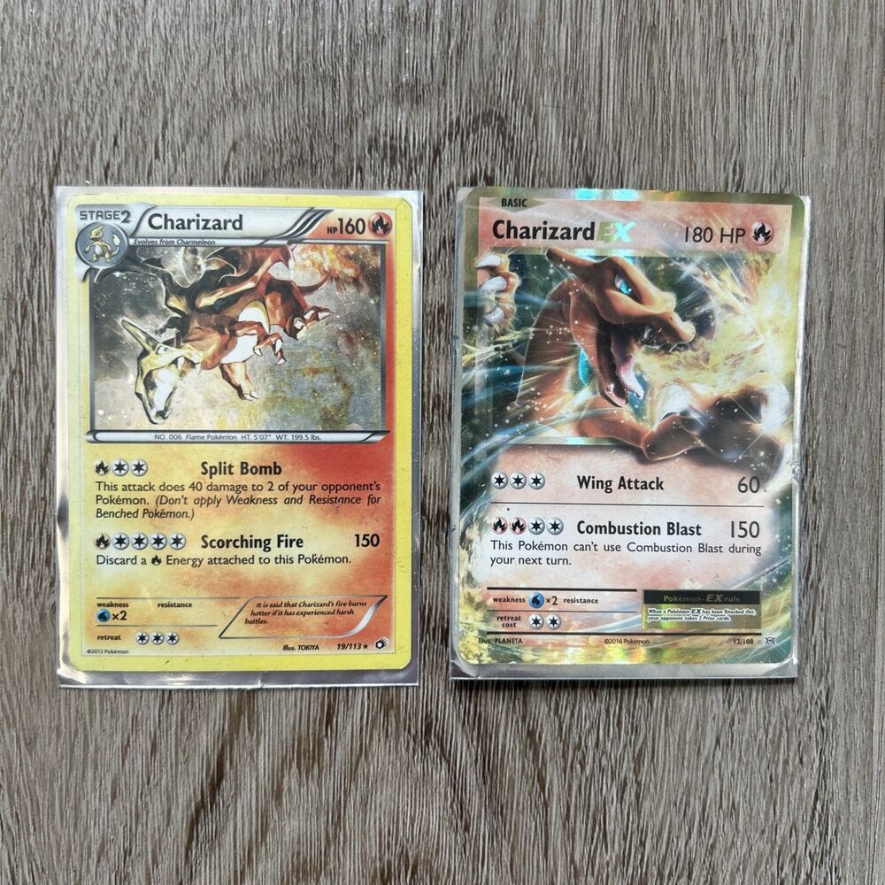 Charizard Holo Card Lot of 2 Legendary Treasures 19/113 XY Evolution 12/108 READ